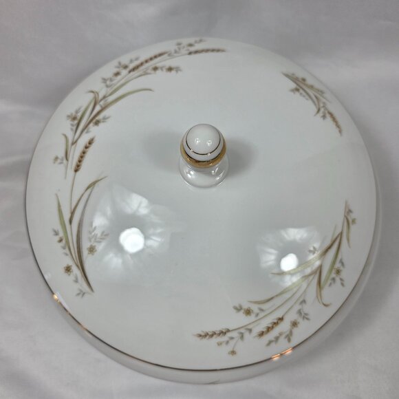 Fine China of Japan Golden Harvest Covered Vegetable Bowl Gold Wheat Sprays - Picture 2 of 14